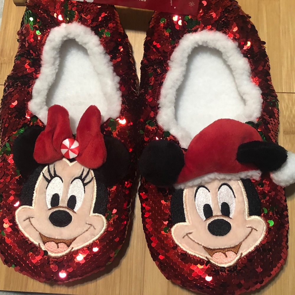Mickey & Minnie Christmas Slippers